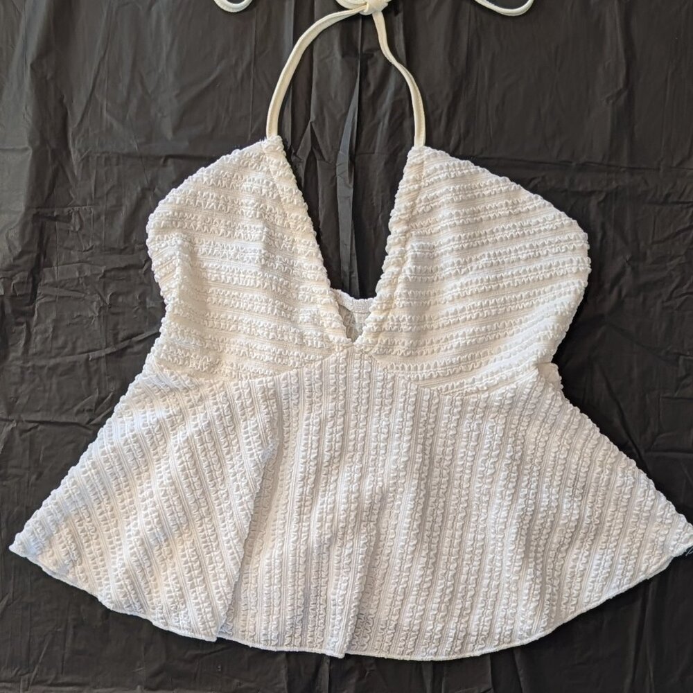 Y2k Textured Babydoll Halter Adjustable Straps XS